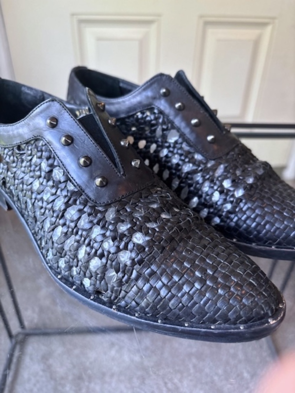 FREDA SALVADOR "Wish" Handwoven Leather Oxford Flats in Black EUC/sz 7.5